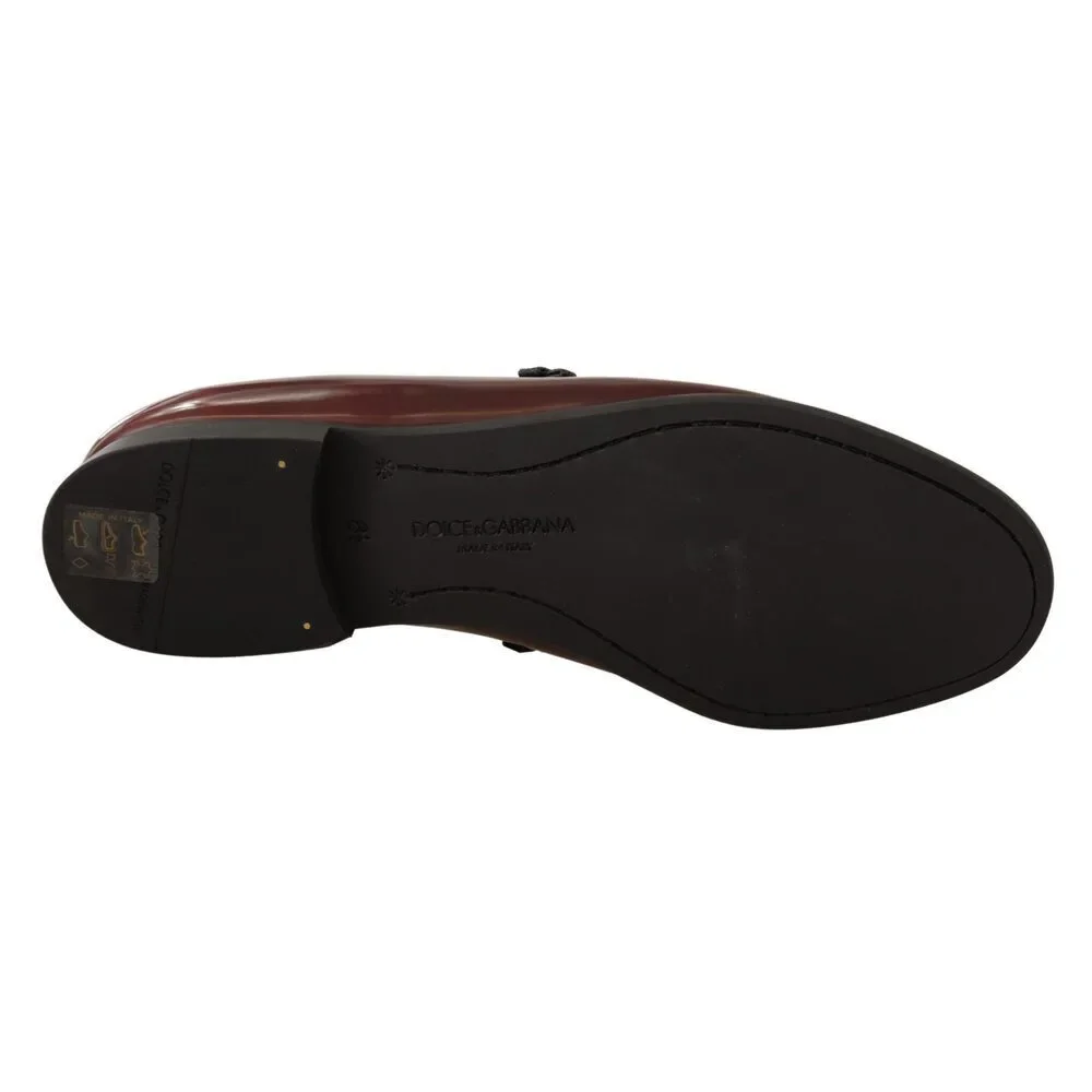 Dolce & Gabbana Elegant Bordeaux Leather Loafers - Picture 2 of 9